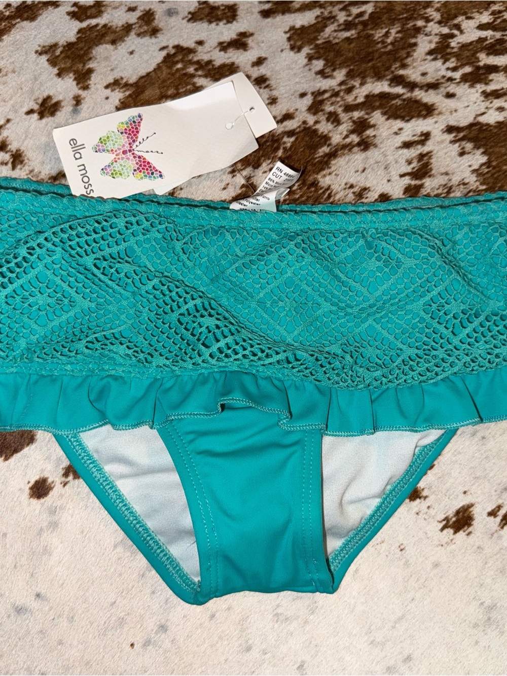 Ella Moss new with tags Teal Lace Trim Bikini Bottoms
